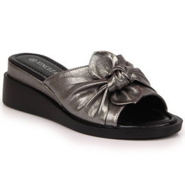 Women's silver wedge slippers Vinceza