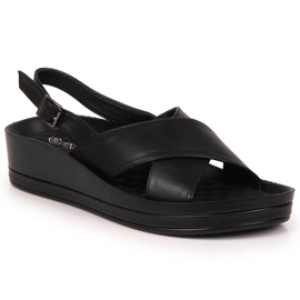 Black Vinceza women's sandals on a wedge heel