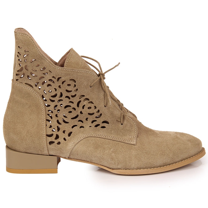 Beige suede openwork leather boots Juma