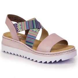 Women's sandals with colored elastics Rieker V44G8-30 multicolored Women's sandals with colored elastics Rieker V44G8-30 multicolored