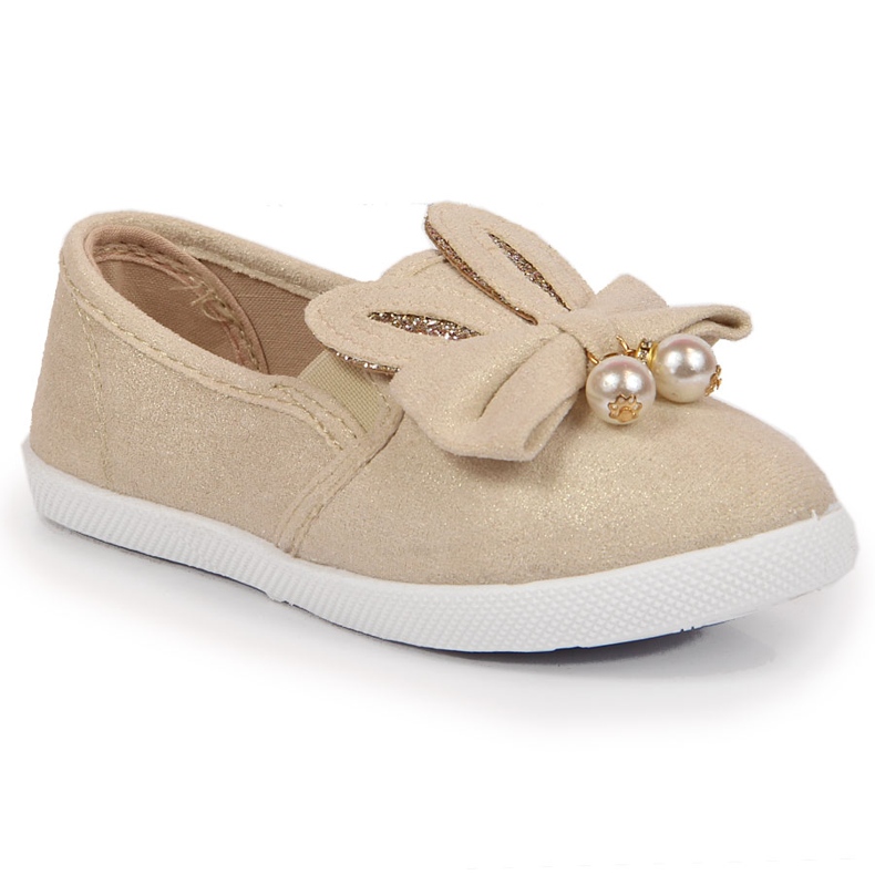 Girls' beige sneakers with ears NEWS