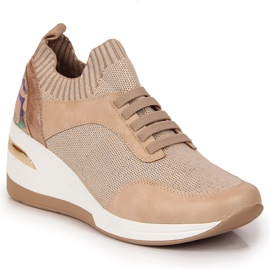 Women's brogues on a wedge heel slip on powder pink Artiker