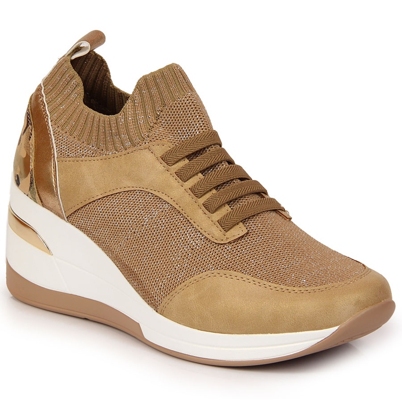 Women's brogues on a wedge, slip on, beige Artiker