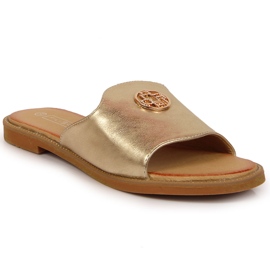 Women's golden slippers with Filippo decoration