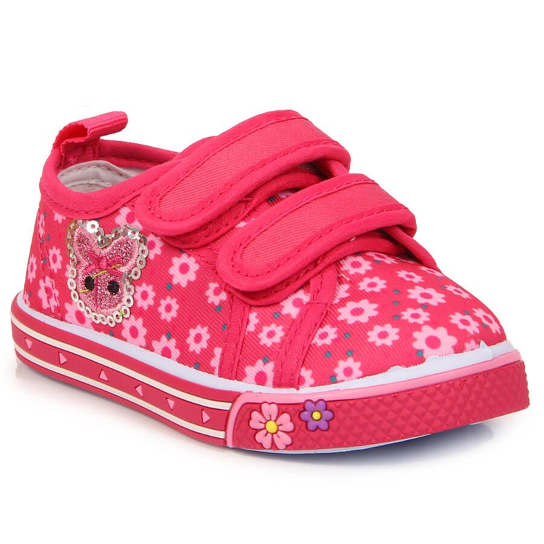 Girls' Atletico pink velcro sneakers with flowers Girls' Atletico pink velcro sneakers with flowers