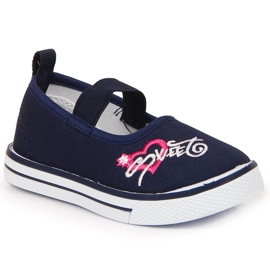 Girls' ballerinas with elastic Atletico navy blue