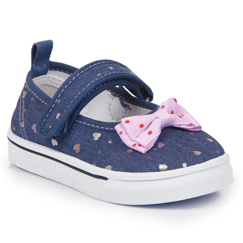 Girls' ballerinas with velcro and Atletico bow navy blue blue Girls' ballerinas with velcro and Atletico bow navy blue blue