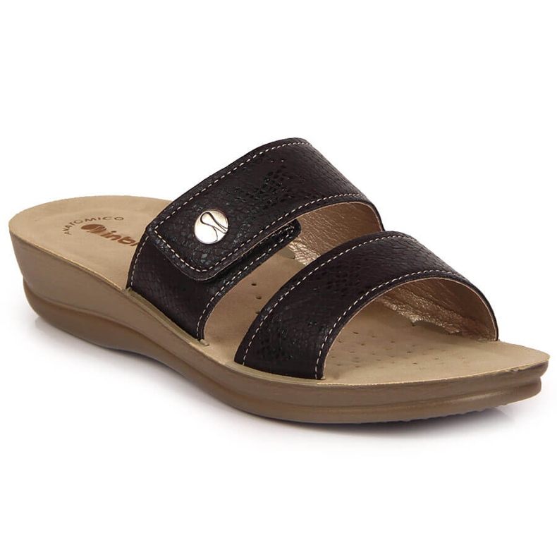 Black Inblu women's black Velcro slippers