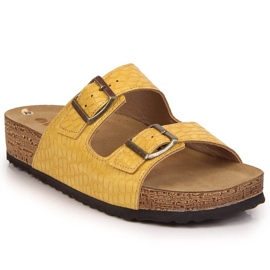 Yellow Inblu women's slippers with buckles