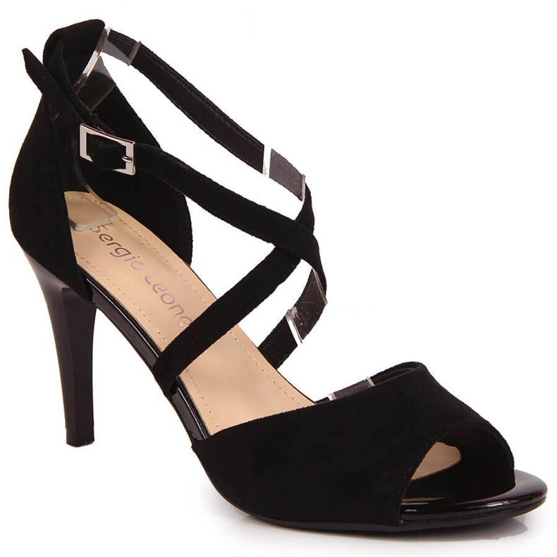 Black Sergio Leone women's sandals on a high heel