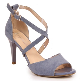 Women's sandals on a high heel blue Sergio Leone