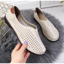 Women's beige openwork leather shoes Rieker 48457