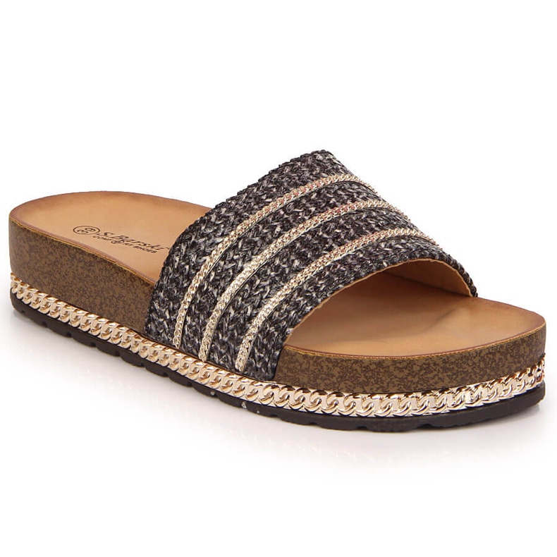 S.Barski Black S. Barski women's black platform slippers