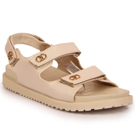 S.Barski Women's sandals with velcro beige S. Barski S.Barski Women's sandals with velcro beige S. Barski