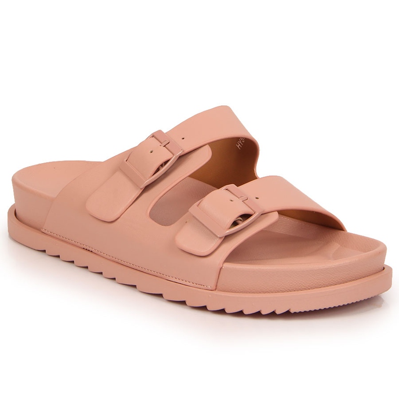 S.Barski Rubber women's slippers with clasps bright pink S. Barski