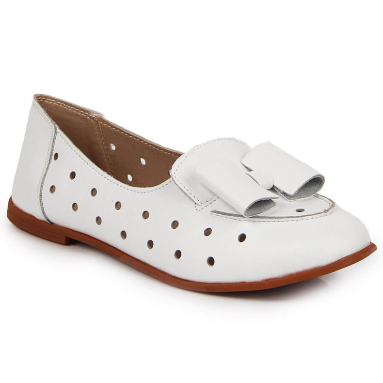White Artiker openwork leather women's shoes