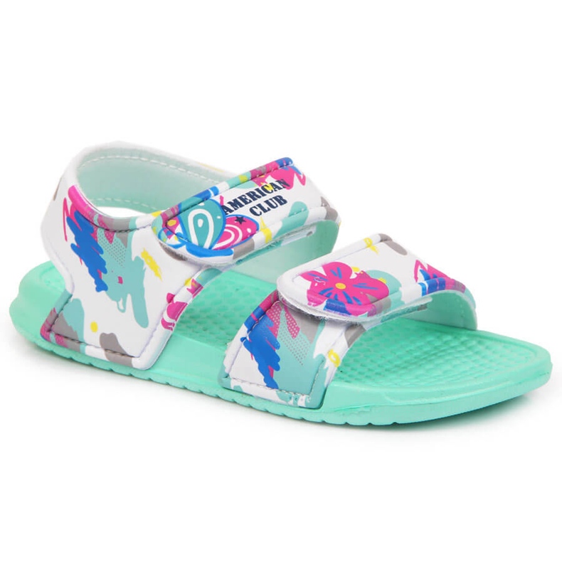 American Club mint foam sandals with Velcro fasteners multicolored green American Club mint foam sandals with Velcro fasteners multicolored green