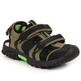American Club boys' khaki velcro sandals green
