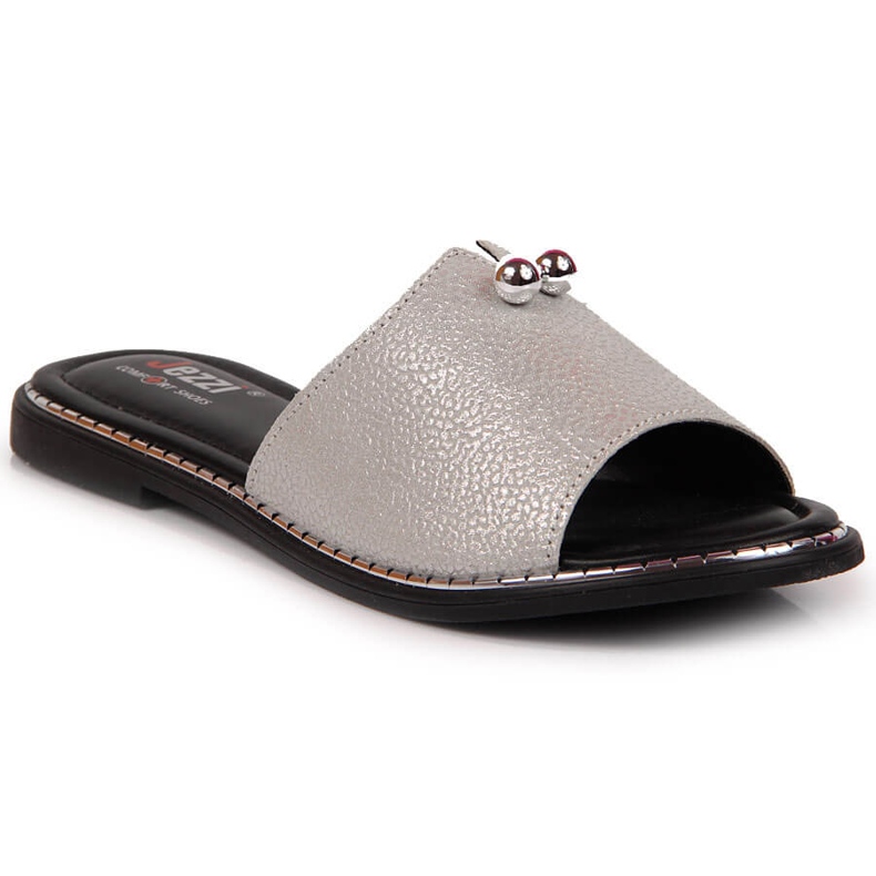 Women's silver leather slippers Jezzi Women's silver leather slippers Jezzi