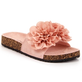 Women's pink slippers with flowers eVento Women's pink slippers with flowers eVento