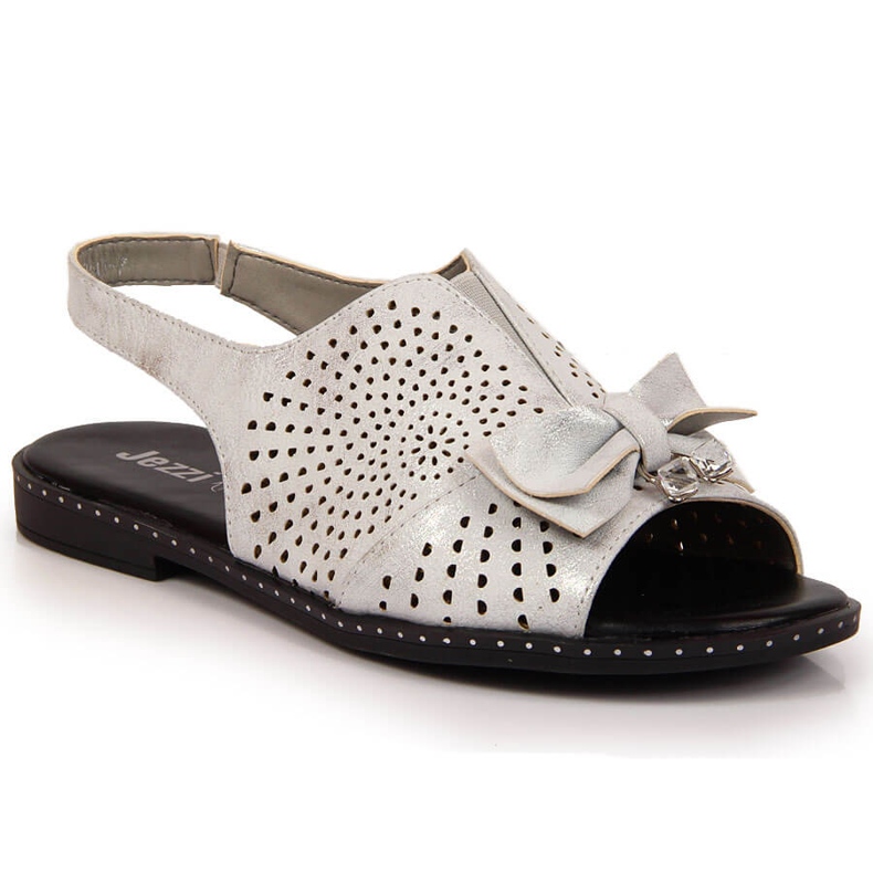 Women's sandals with a silver Jezzi bow
