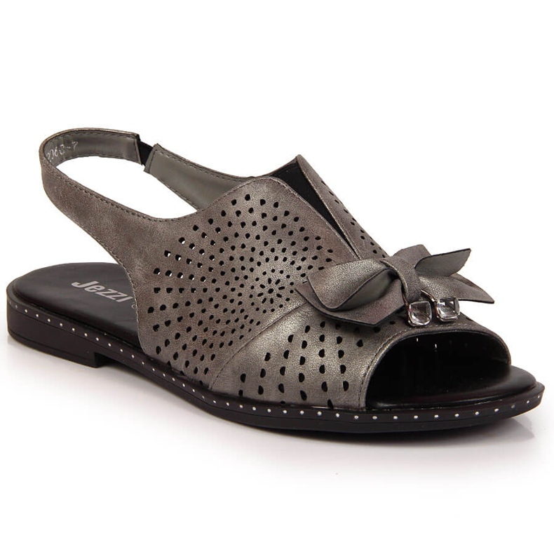 Women's sandals with a graphite Jezzi bow multicolored grey