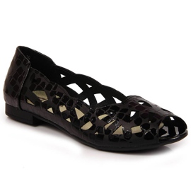 Women's black openwork ballerinas Jezzi shoes
