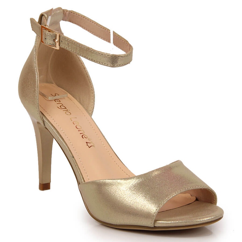 Women's sandals on a gold high heel Sergio Leone golden