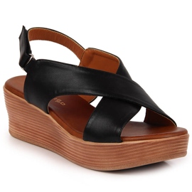 Black women's sandals on a wedge Filippo