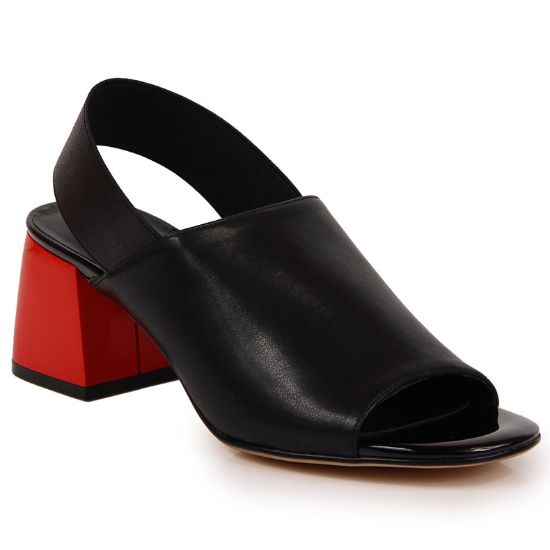 Black Filippo leather women's sandals with an elastic band