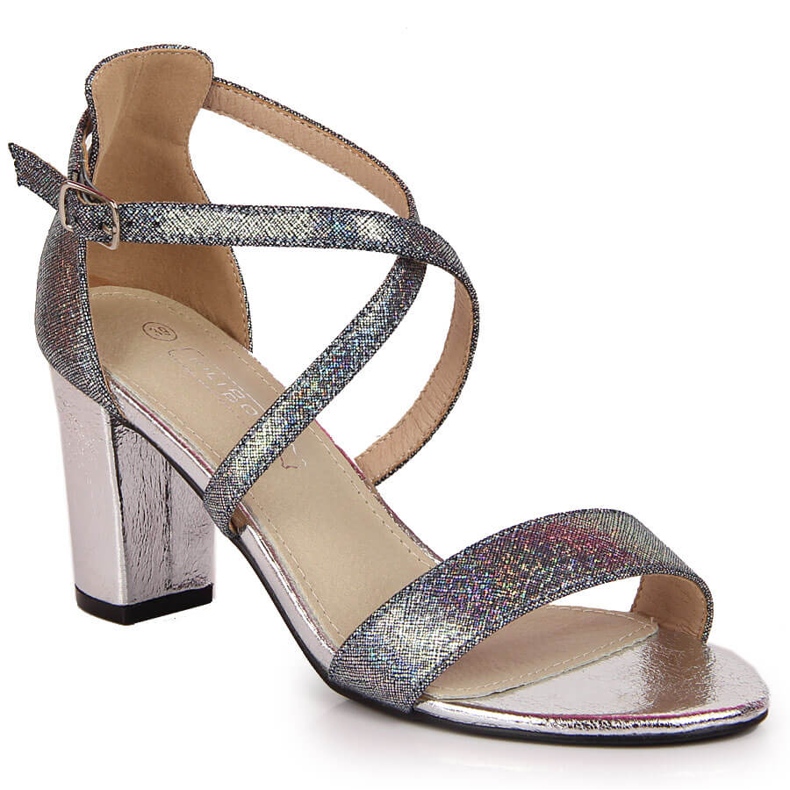 Silver women's sandals on the post Filippo