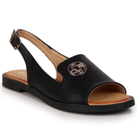 Women's sandals with a black Filippo ornament Women's sandals with a black Filippo ornament
