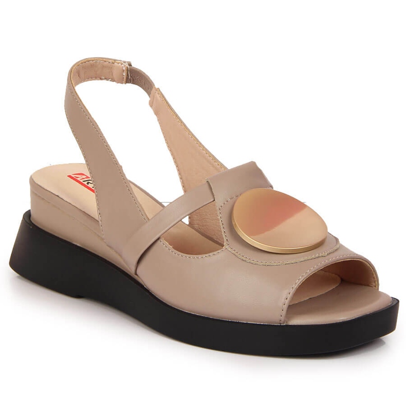 Women's leather sandals on the Artiker taupe wedge beige Women's leather sandals on the Artiker taupe wedge beige