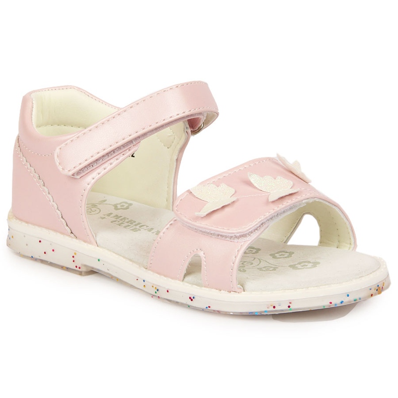 Girls' sandals with velcro light pink American Club Girls' sandals with velcro light pink American Club