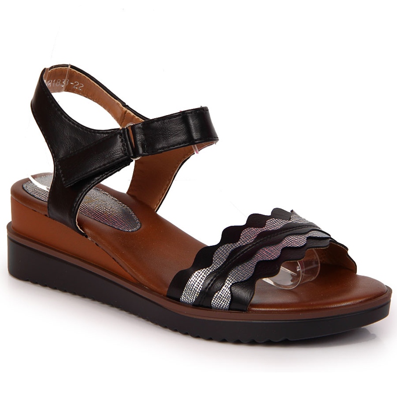 Women's black wedge sandals Jezzi