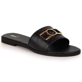 Women's slippers with black Jezzi decoration Women's slippers with black Jezzi decoration