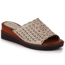 Women's gray slippers on the openwork wedge Jezzi grey