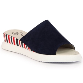 Women's leather slippers on a wedge Navy blue Filippo