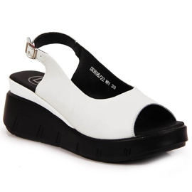 Women's leather sandals on a wedge white Filippo