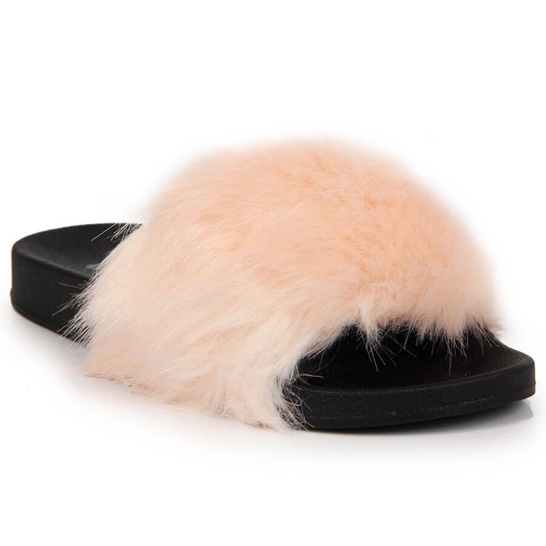 Women's slippers with fur - light pink Jezzi