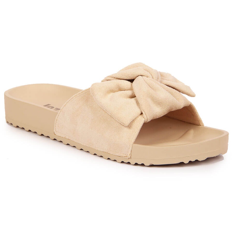 Women's beige Jezzi slippers with a bow