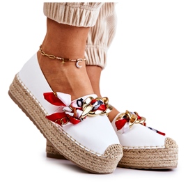 PS1 Women's Leather Espadrilles With A Chain White Fancy