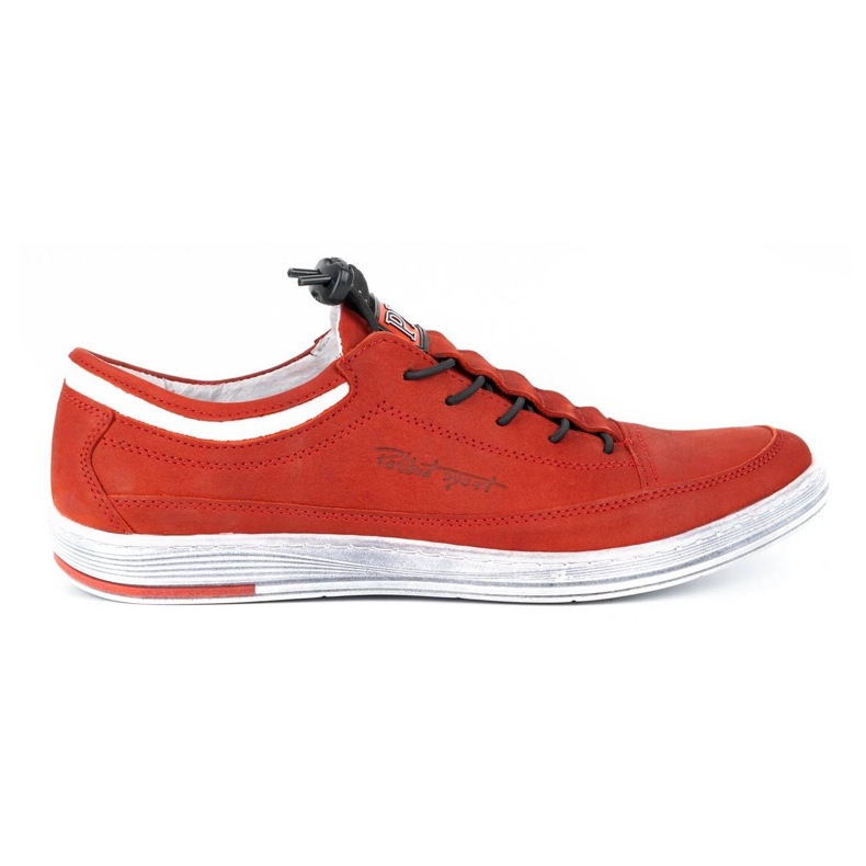 Polbut Men's leather casual shoes K22N red nubuck