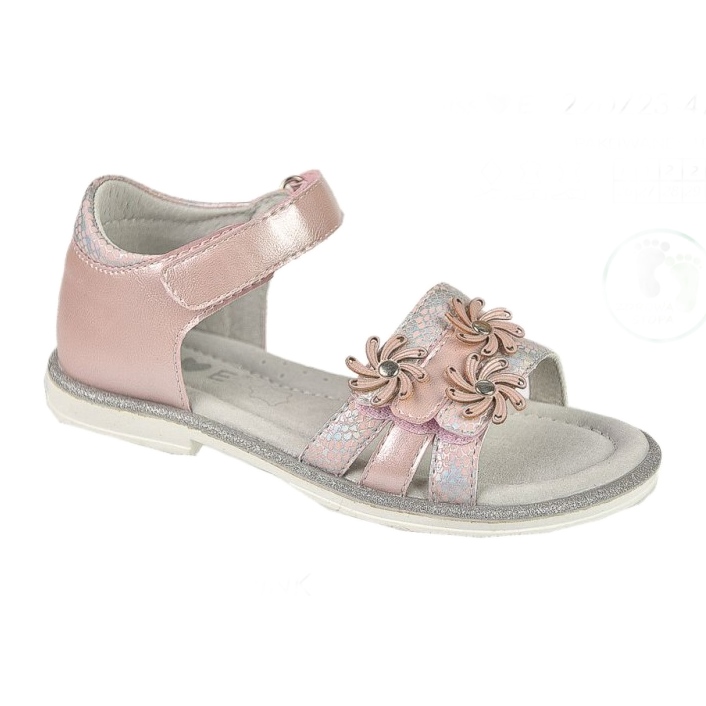 Evento Girls' sandals with decorative flowers 22D23-4792 pink Evento Girls' sandals with decorative flowers 22D23-4792 pink