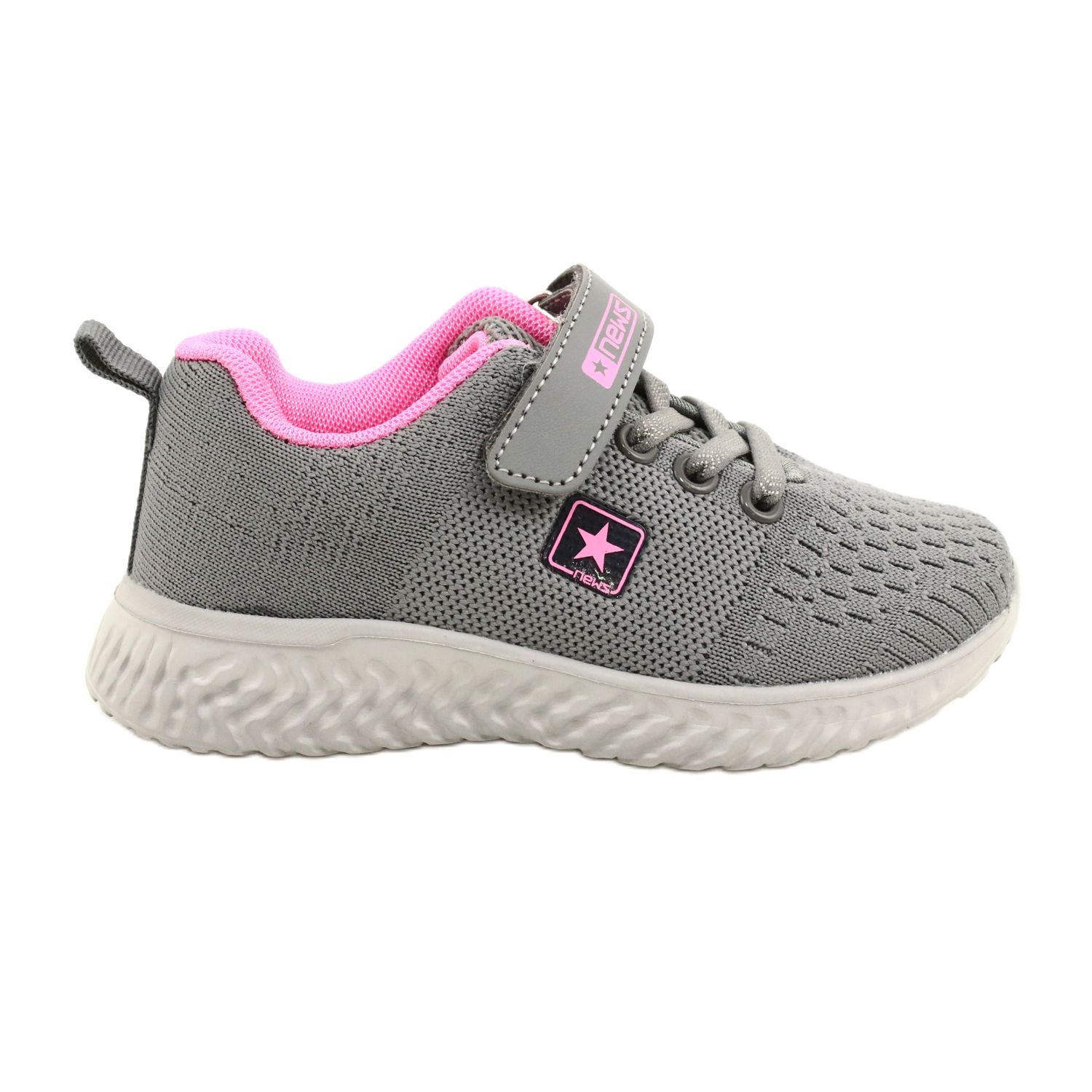 NEWS Velcro sports shoes 22DZ23 4843 M Gray pink grey KeeShoes