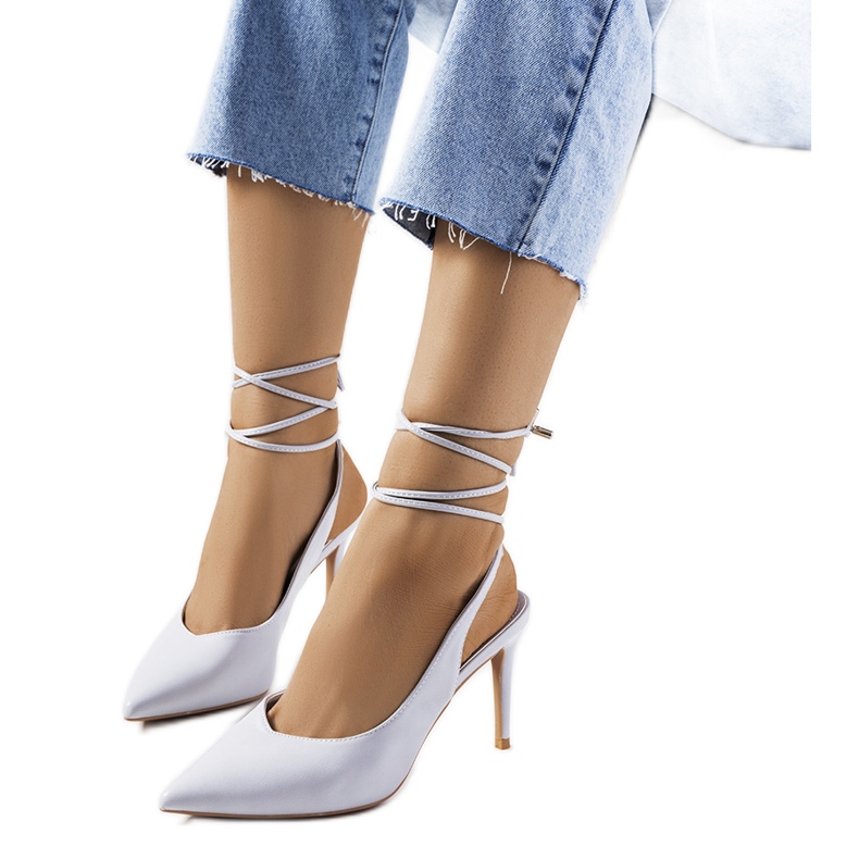 Gray lace up heels from Latvala grey