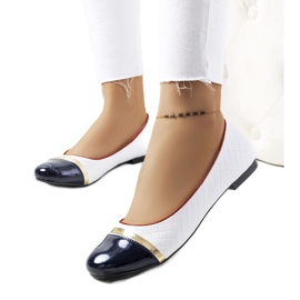 Petra women's white ballerinas navy blue