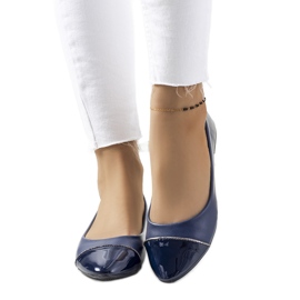 Varvio navy blue women's ballerinas