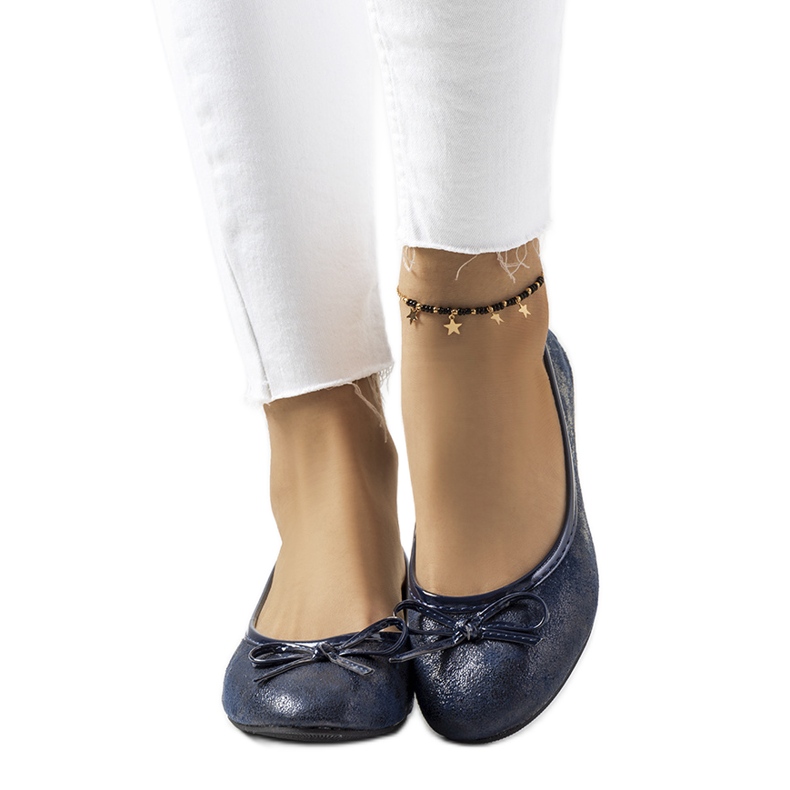 Ladies' navy blue Vilen ballerinas