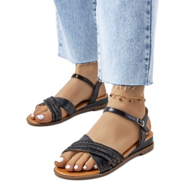 Black sandals with Parade cubic zirconia